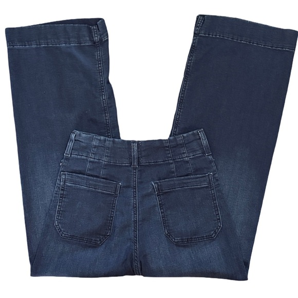 Maeve The Colette Crop High-Rise Wide-Leg Dark Blue Jeans Anthropologie Size 25 - Picture 6 of 13